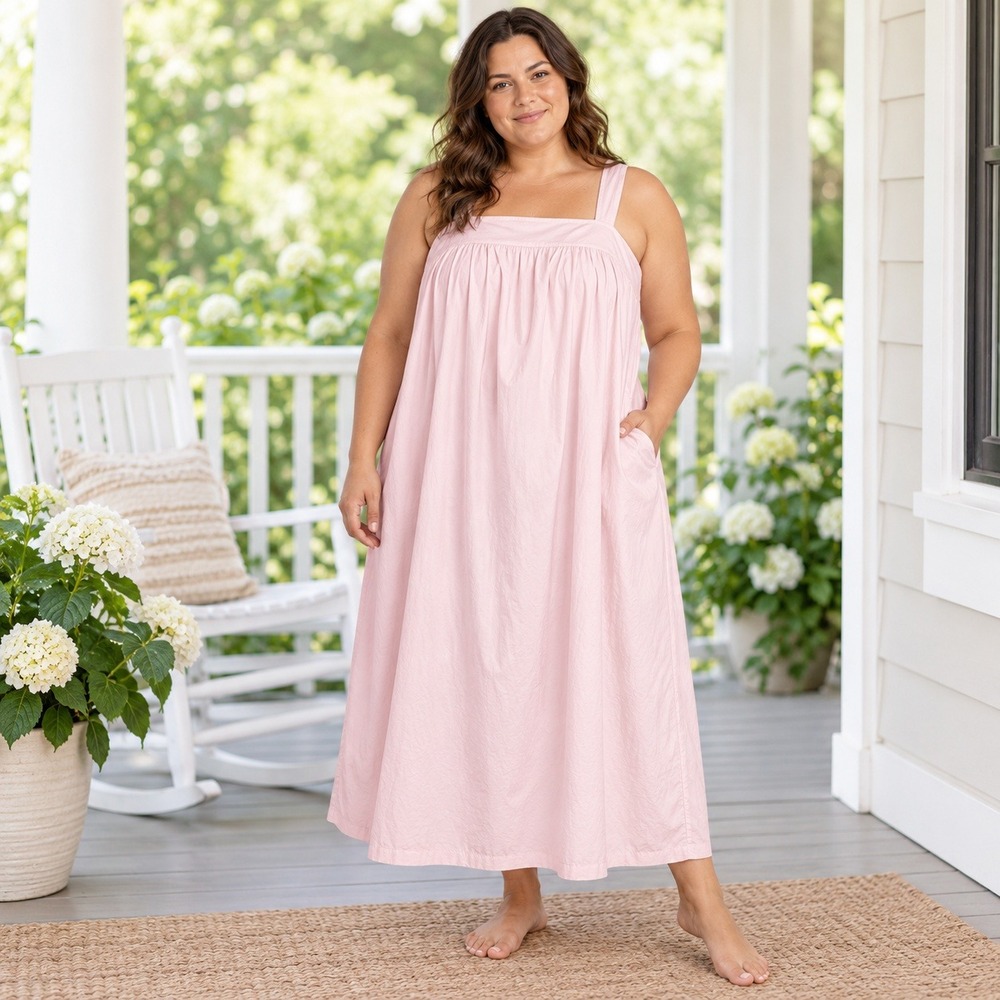 The Vermont Country Store Maxi Dress Size 3X Cotton Pink Cottagecore Coastal